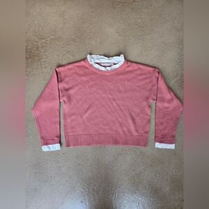 Brave Soul Pink Lace-Trimmed Sweater